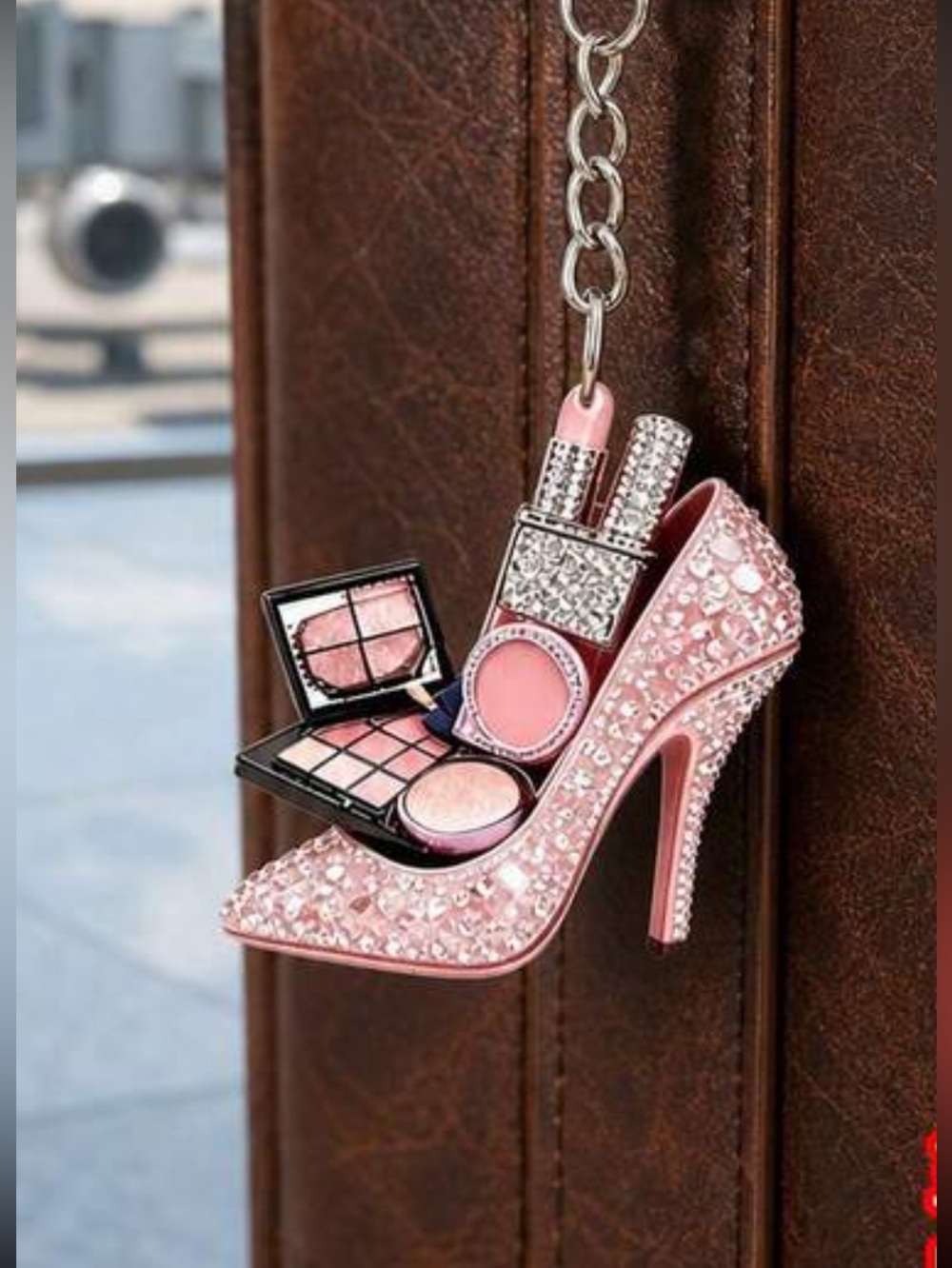 Keychain Bag Charm-2D Flat Acrylic  PINK  High Heel Shoe, & Make up  Keychain, S